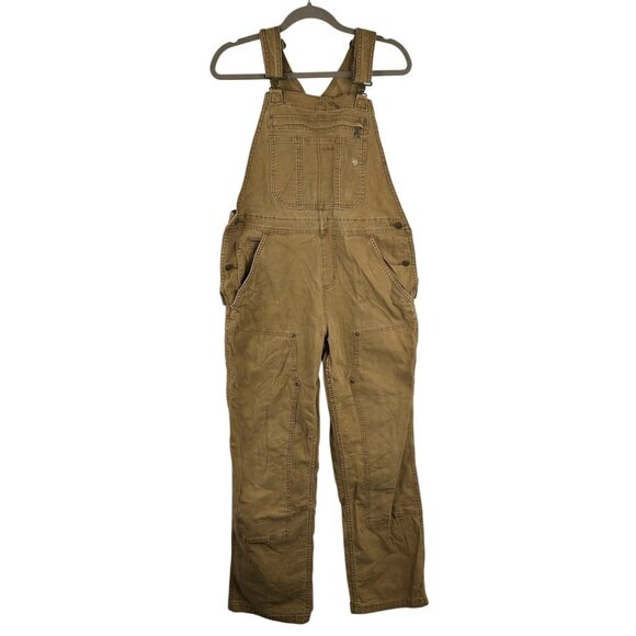 Carhartt Bib Overalls Womens Medium 8/10 Brown Rugged Flex Workwear 102438 211 - Picture 1 of 15